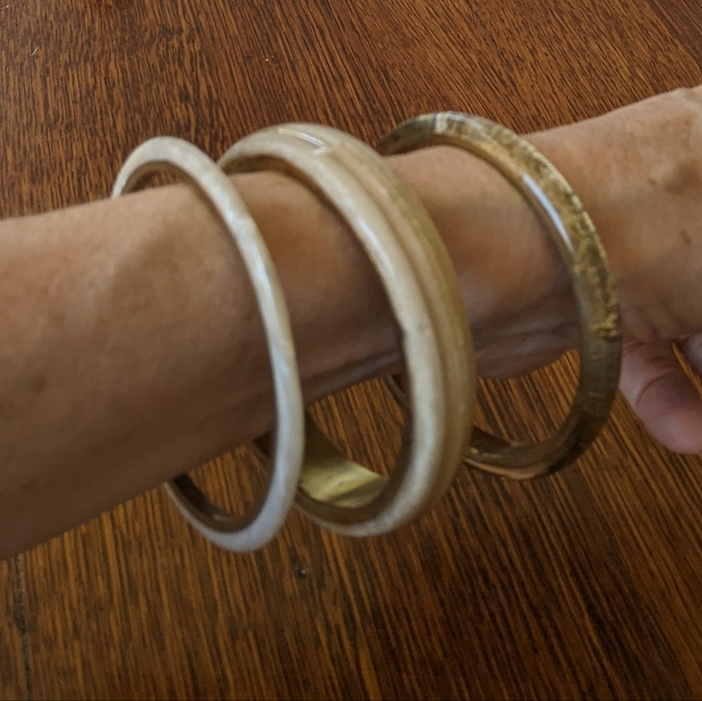 Chico's Mixed Metal, Acrylic Triple Bangle Bracelets